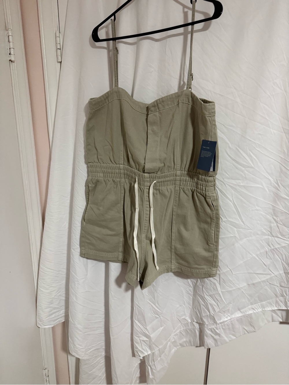 Universal Thread Olive Green Strapless Romper with Drawstring